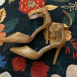 Elegant Tan Ankle Strap Heels